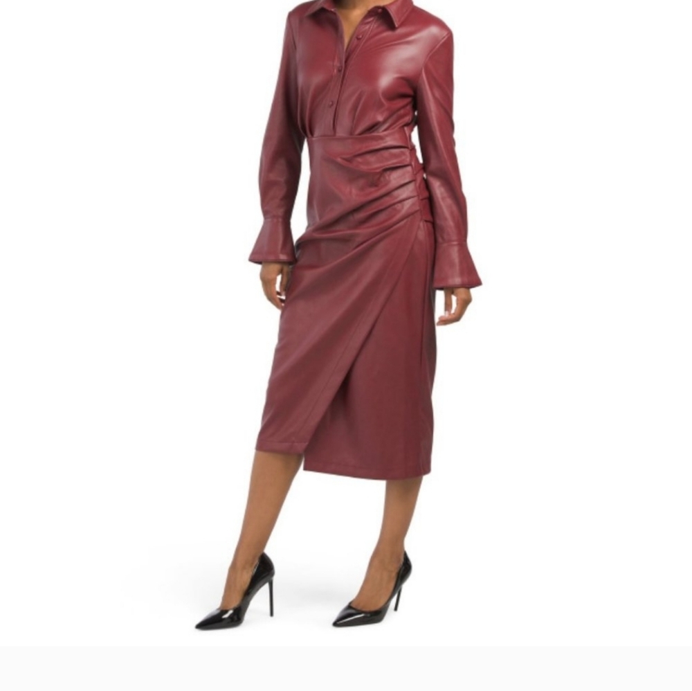 Faux Leather Wrap Dress NWT